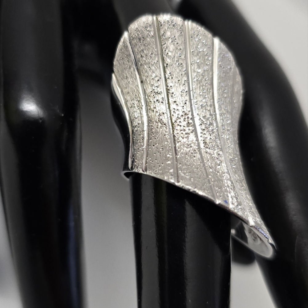 Sterling Silver 925 Textured Hi-Low Ring